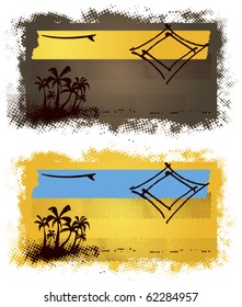 surf horizontal grunge summer banner with shield