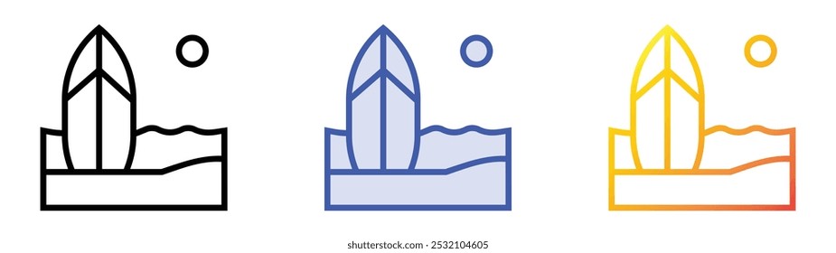 surf icon. Linear, Blue Fill and Gradient Style Design Isolated On White Background