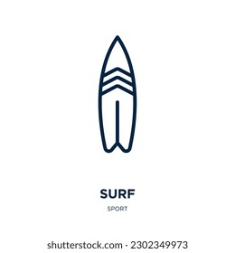 surf icon from sport collection. Thin linear surf, surfing, sea outline icon isolated on white background. Line vector surf sign, symbol for web and mobile