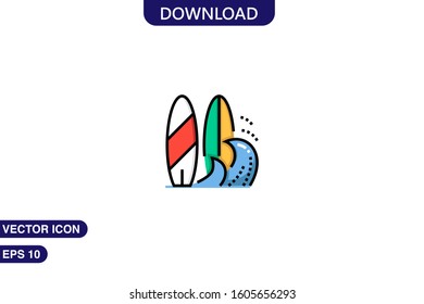 Surf icon in trendy flat style isolated on white background vector illustration