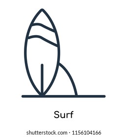 Surf icon vector isolated on white background, Surf transparent sign , thin symbols or lined elements in outline style