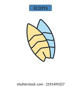 surf icons set . surf pack symbol vector elements for infographic web