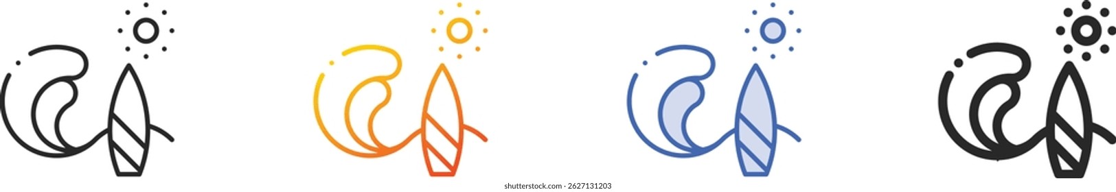 surf icon.Thin Linear, Gradient, Blue Stroke and bold Style Design Isolated On White Background
