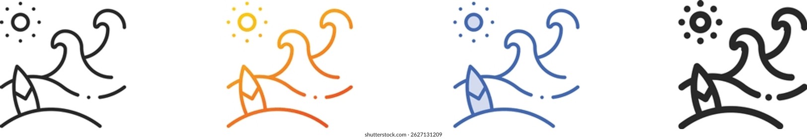 surf icon.Thin Linear, Gradient, Blue Stroke and bold Style Design Isolated On White Background
