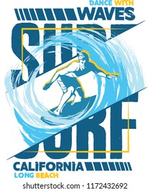 Surf. Surf illustration. Surf Tee design. 