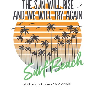 Surf Illustration / t-shirt graphics / vectors/ typography/ pacific surf wave/ summer tropical heat print/ surf print vector set/ wave illustration