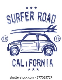 Surf Illustration, t-shirt graphics, vectors, typography