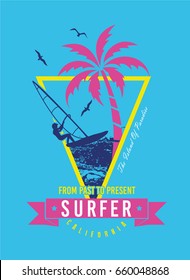 Surf Illustration / t-shirt graphics / vectors/ typography/ pacific surf wave/ summer tropical heat print/ surf print vector set/ wave illustration