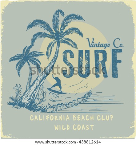 Surf Illustration / t-shirt graphics / vectors/ typography/ pacific surf wave/ summer tropical heat print/ surf print vector set/ wave illustration