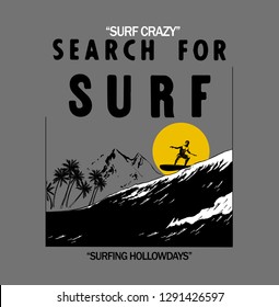 surf illustration for t-shirt print