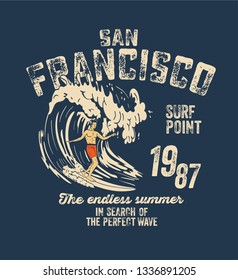 surf illustration for t-shirt print