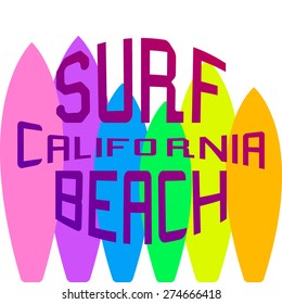 Surf illustration typography. Vector graphics of t-shirts.