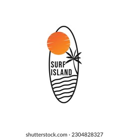 Surf island logo vector design template