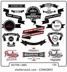 surf label banner vector set.