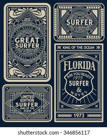 surf labels vector design