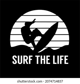 Surf the life with a silhouette of a person surfing