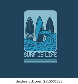 Surf Is Life Summer Ocean Beach design de cartaz gráfico