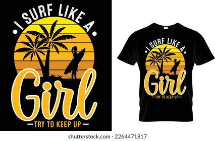 Surco como una chica tratando de mantener la plantilla de diseño de camisetas