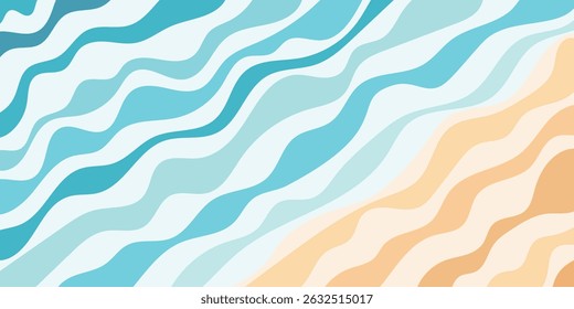 Surf linha de cima, litoral, terra arenosa, desenhos animados estilizados