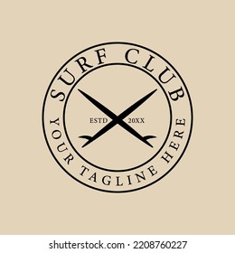 Surf line art logo, icon and symbol, vector illustration design