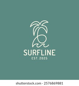 Surf line design template for surf club, surf shop, surf merch.