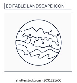 Surf line icon. Sea foam formed by waves breaking on seashore or reefs. Landscape concept.Isolated vector illustration. Editable stroke