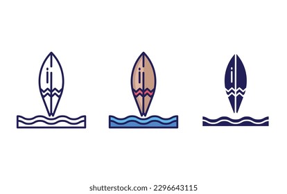 Surf line and solid illustration icon