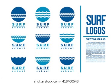 Surf Logo Blue Wave Vector Illustration