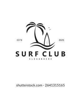 Surf Logo icon. Surfboard logo, Surf club design idea logo vector