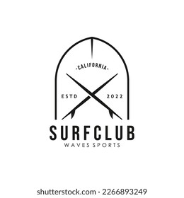 Surf Logo icon. Surfboard Vintage Logo Template.