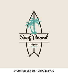 Icono del logotipo de Surf. Plantilla del logotipo de Antiguas de tabla de surf.