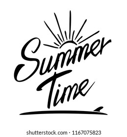 Surf logo, Summer hand written lettering Good vibes only made in vector. Hand drawn card, poster, postcard, t-shirt apparel design. Ink illustration. Modern calligraphy.