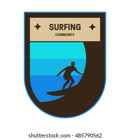 Surf logo template, Wave logo.