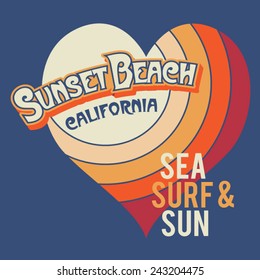 Surf love girl typography, t-shirt graphics, vectors