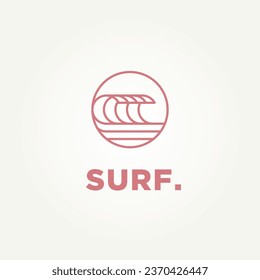 diseño de ilustración vectorial de la plantilla de logotipo de línea minimalista de surf. surfista moderno simple, deportes acuáticos, concepto de logotipo de surf