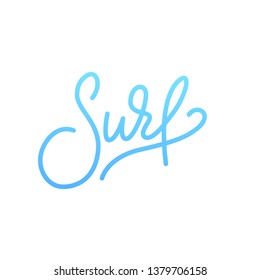 Surf. Modern vibrant colorful Surf vector lettering label.