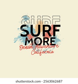 Surf More Lettering brush stroke splatter summer print