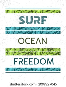 Surf ocean freedom typography poster concepts