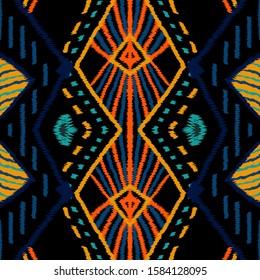 Surf Ogee Tribal. Cornflower Tribal Vector Seamless Pattern. African Tie Dye Ogee Background. Cornflower Aztec Drawing Ornament. Drawn Chevron Navajo.