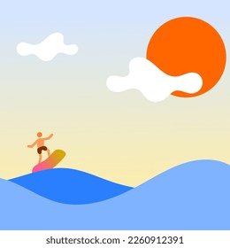 surf on the waves .sea ​​view  Beach scenery. surfing