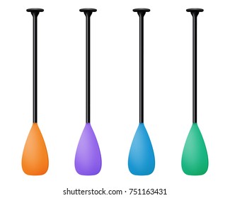 Surf paddles set of outdoors equipment. Realistic vector illustration.