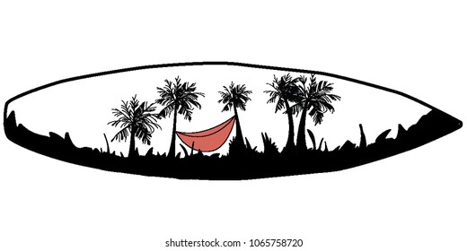 surf palm art vector 