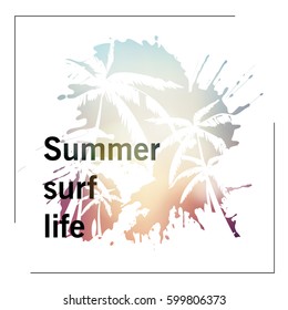 Surf and palms trend print vector isolated.