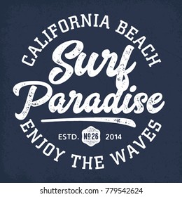 Surf Paradise California Beach - Tee Design For Print