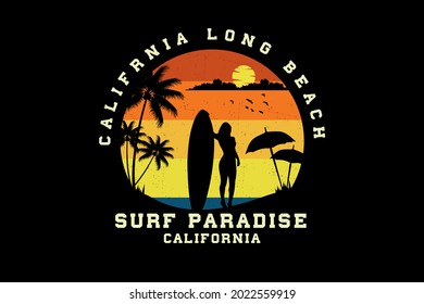 Surf paradise california silhouette design