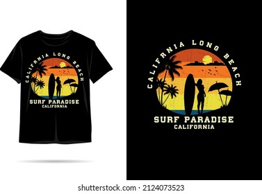 Surf paradise california silhouette t shirt design