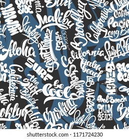 Surf pattern hand drawn lettering, shirt print design