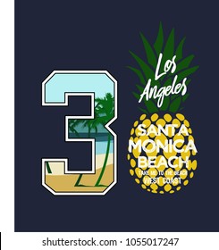Surf pineapple illustration, typography, t-shirt graphics, vectors