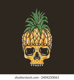 cráneo de piña de surf y playa de engrave studio
