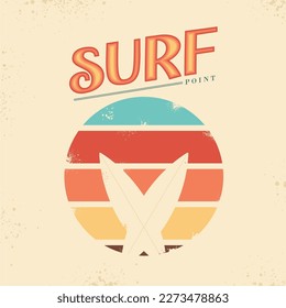 surf point retro vector illustration